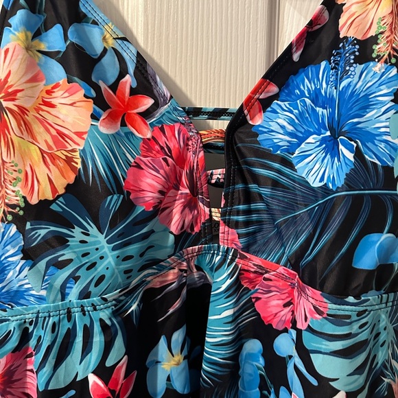 Floral Kids One Piece Swimsuit - Picture 2 of 4